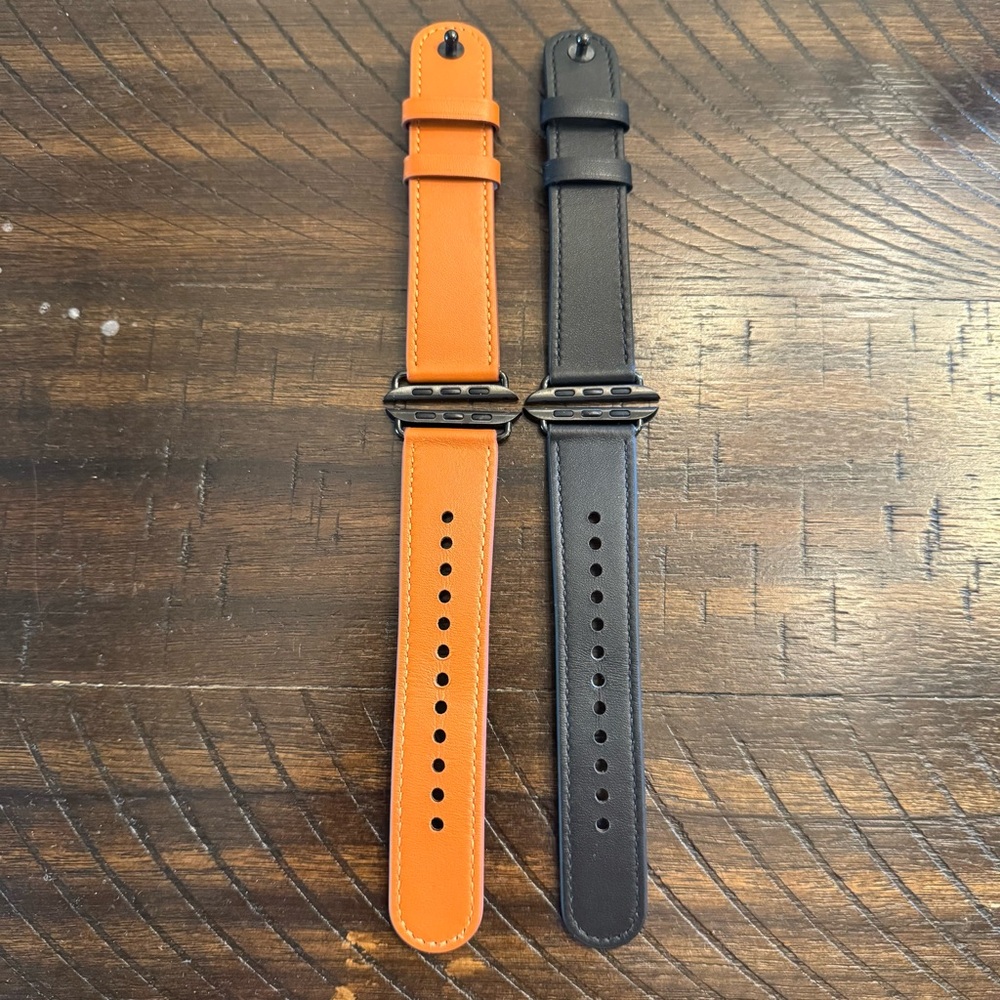 2 Leather Bands Compatible With Apple Watch (Black & Brown)